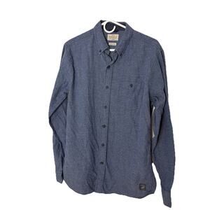 Weatherproof Vintage Mens Blue Button Down Shirt Long Sleeve Cotton Blend M